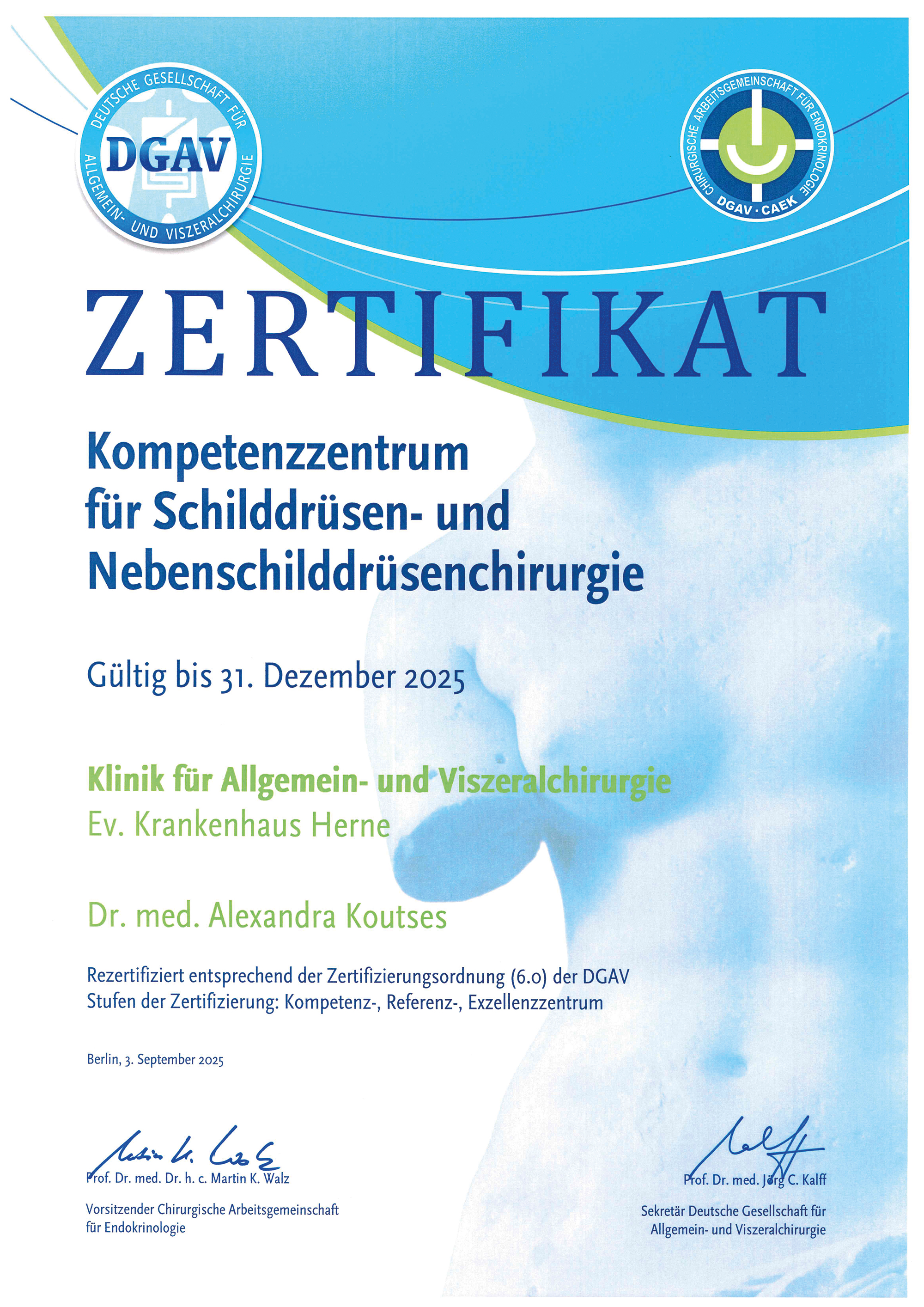 Kompetenzzentrum für Schilddrüsen- und Nebenschilddrüsenchirurgie