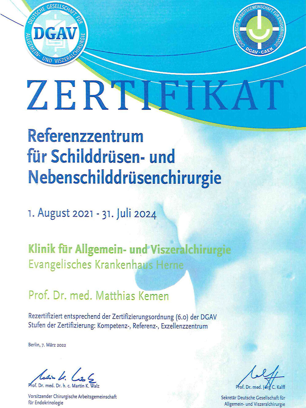 Referenzzentrum für Schilddrüsen- und Nebenschilddrüsenchirurgie